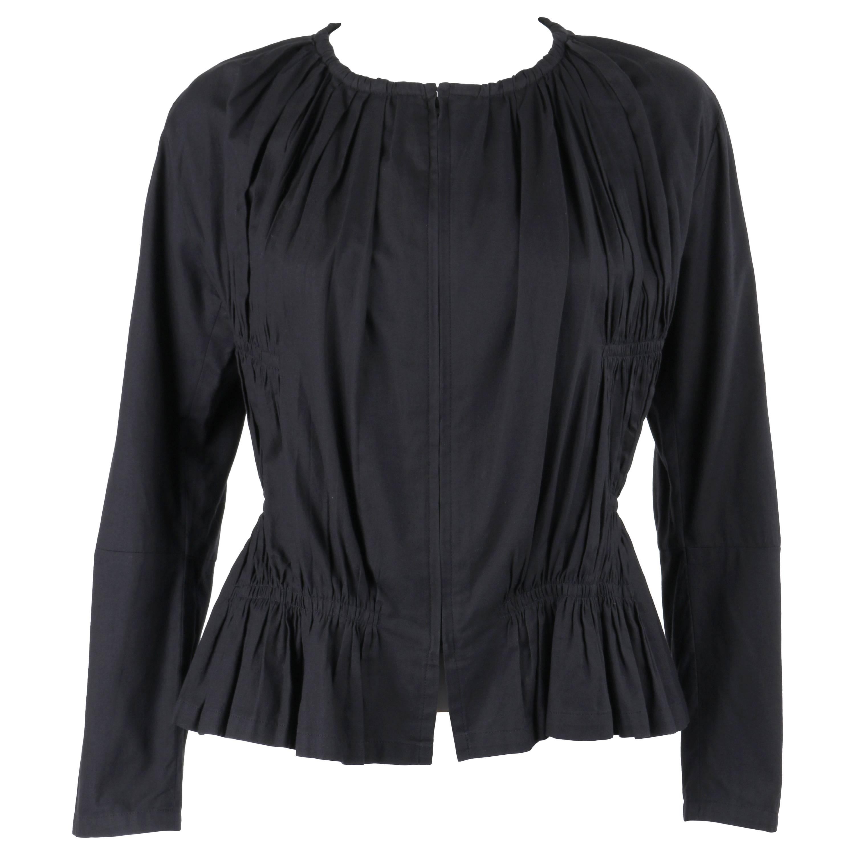 ISSEY MIYAKE Black Gathered Detail Zip Front Jacket