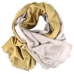 EMPORIO ARMANI Grey & Gold Gradient Ombre Wool Blend Scarf