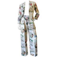 Vintage Rare 1980s Moschino Novelty Printed Rome Suit Set