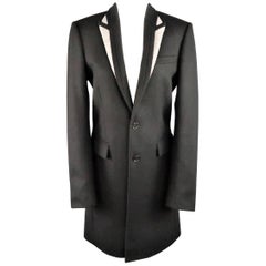 Men's DIOR HOMME by Hedi Slimane 36 Black Wool Blend Gray Peak Lapel Coat