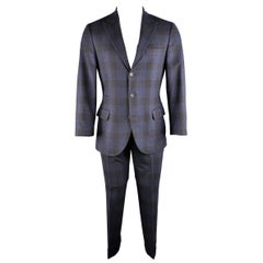 BRUNELLO CUCINELLI Suit - Navy Plaid Jacket Pants - Retail $4, 995