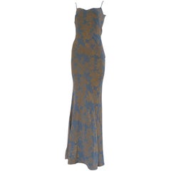 Vintage John Galliano light blu gold silk dress 
