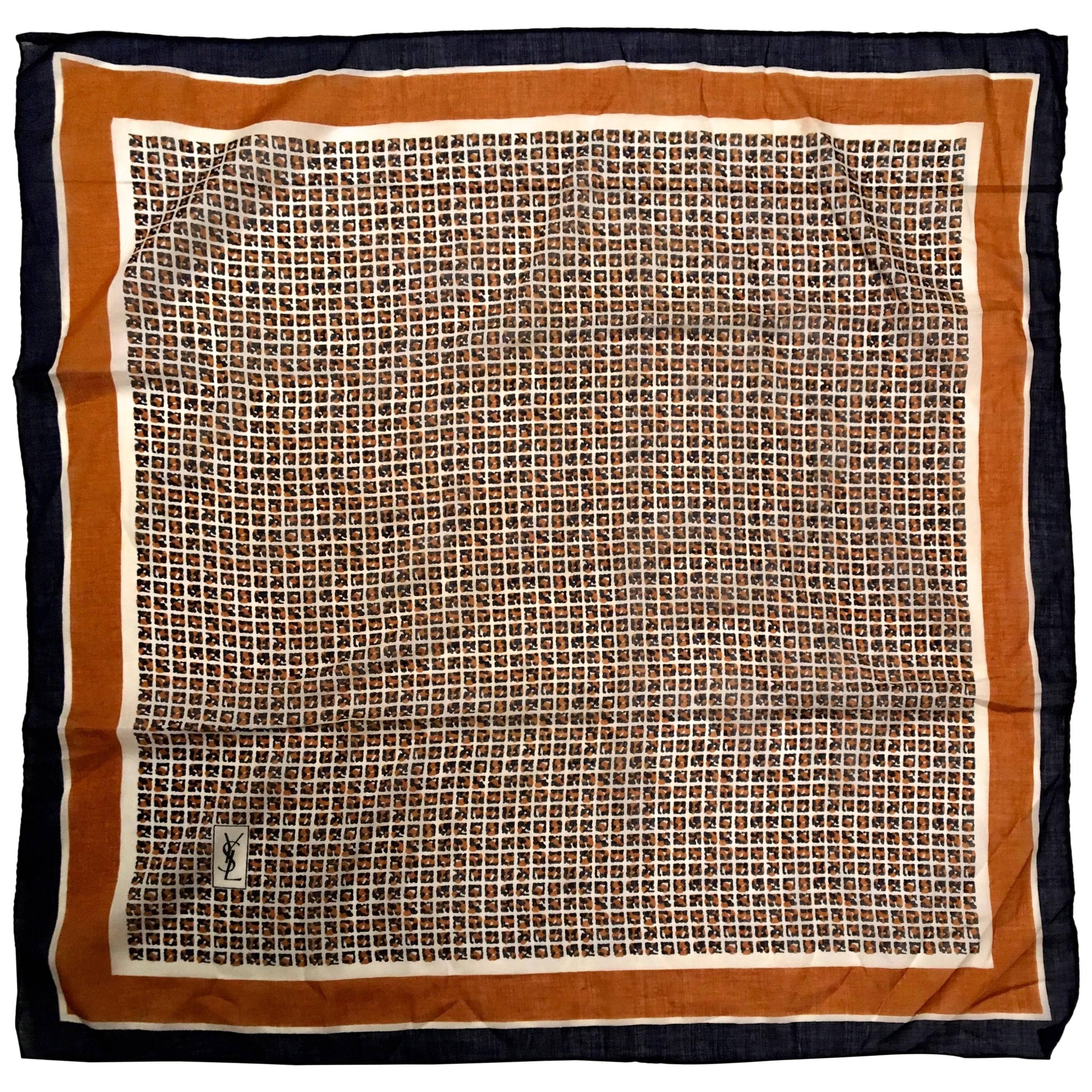 Yves Saint Laurent Scarf (YSL) - 1980’s - 100% Cotton For Sale