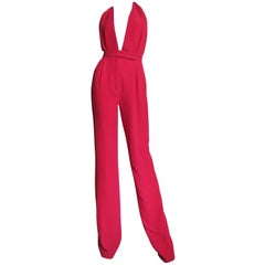 Valentino Plunge Halter Jumpsuit