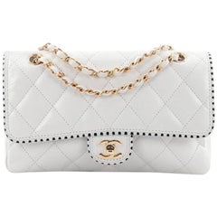 Used Chanel Punched Edge CC Flap Bag Quilted Lambskin Medium