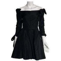 Bill Blass Black off the shoulder bow dress