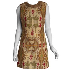 Pierre Cardin ethnic printed silk shift dress 