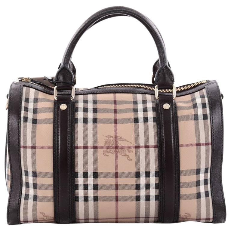 Burberry Alchester Bowling Bag Haymarket Coated Canvas and Leather