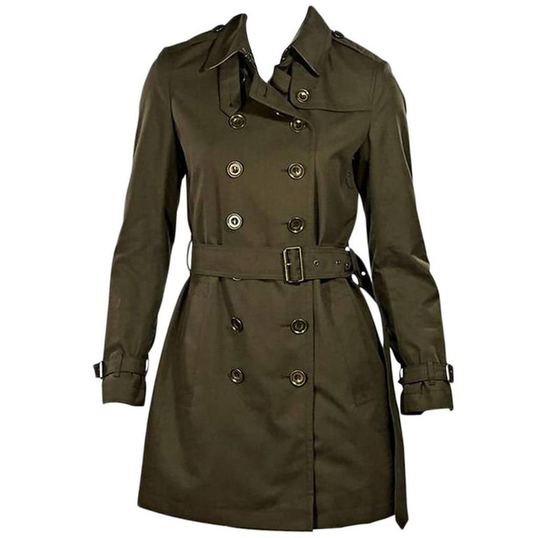 Olive Green Burberry Brit Trench For Sale at 1stDibs | burberry olive green trench coat, green burberry trench coat, burberry trench coat olive green