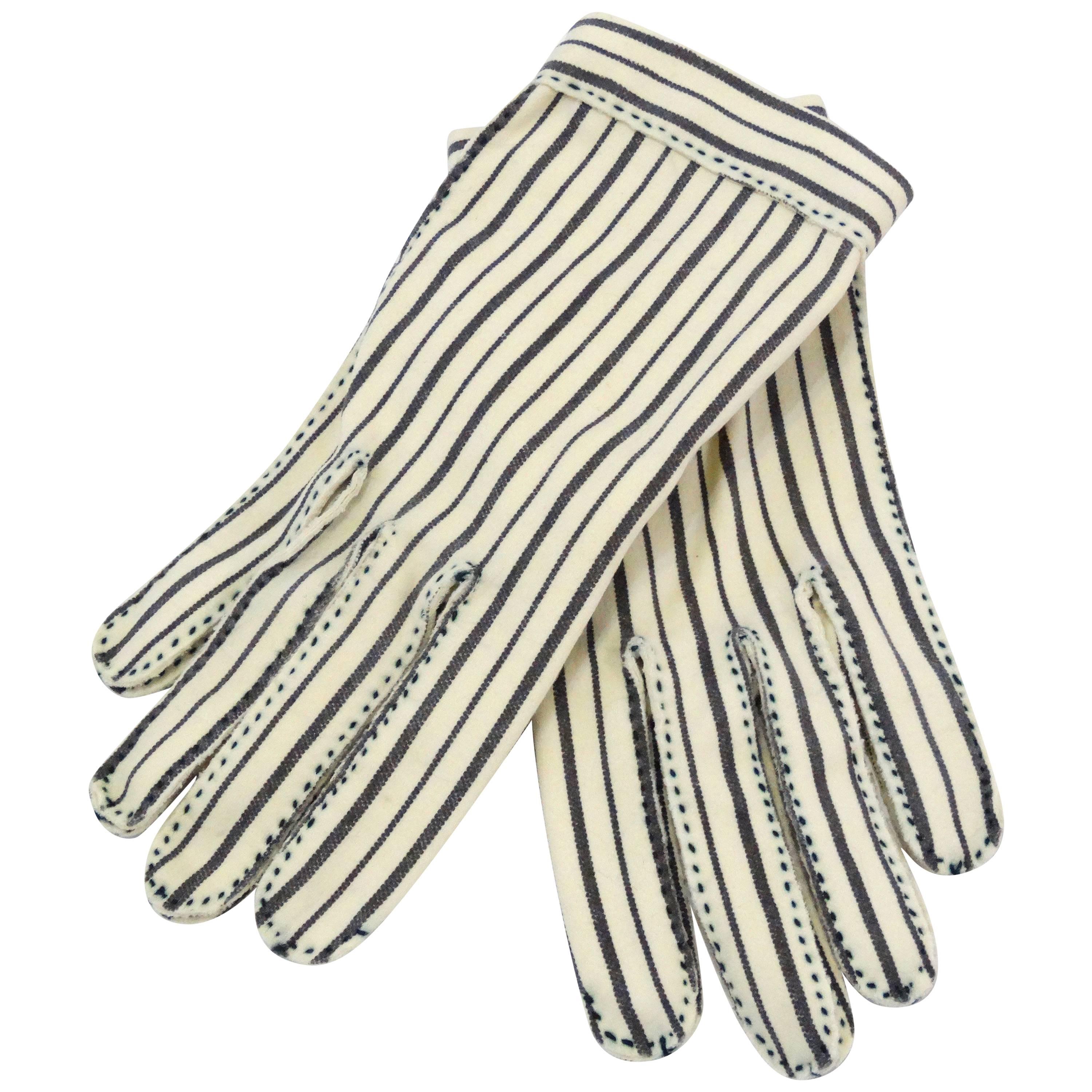 1950s Dainty Hermes Striped Gloves