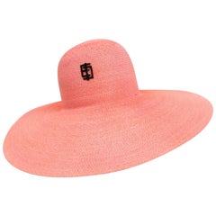 Vintage 1960s Emilio Pucci Pink Straw Sun Hat