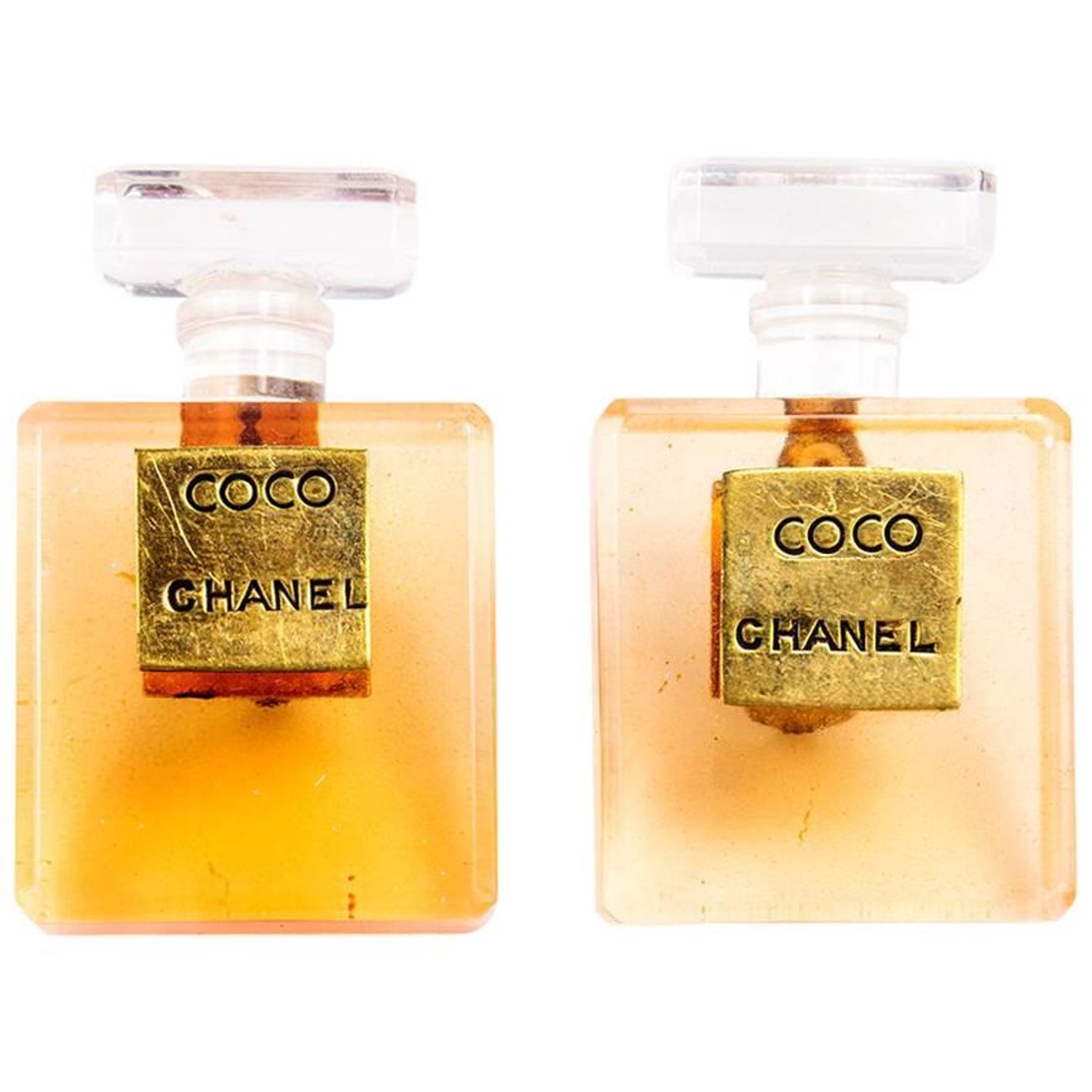 Chanel Vintage 80s Giant Coco Chanel Gold and Resin Perfume Bottle