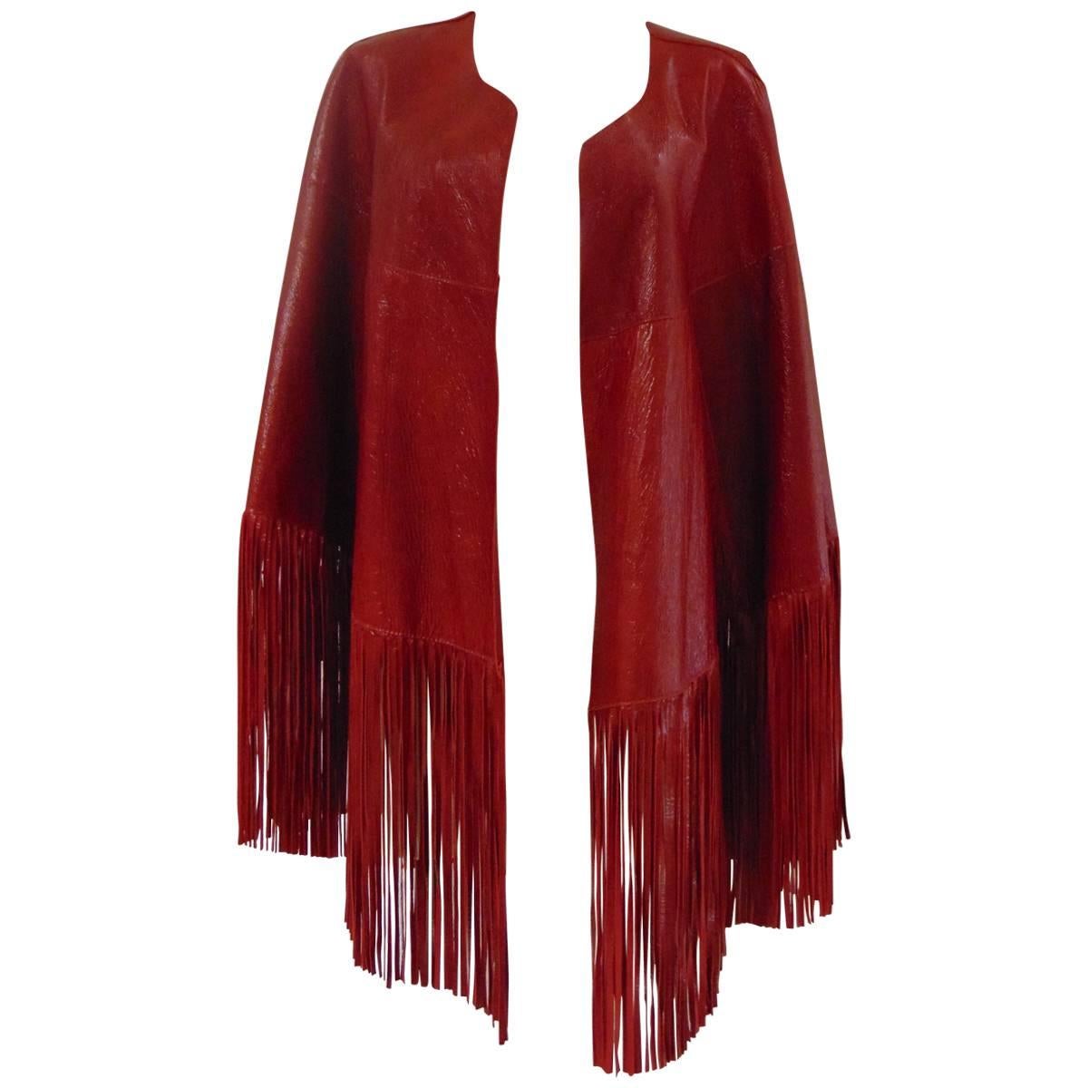Leitmotiv unworn NWOT real leather red fringes jacket