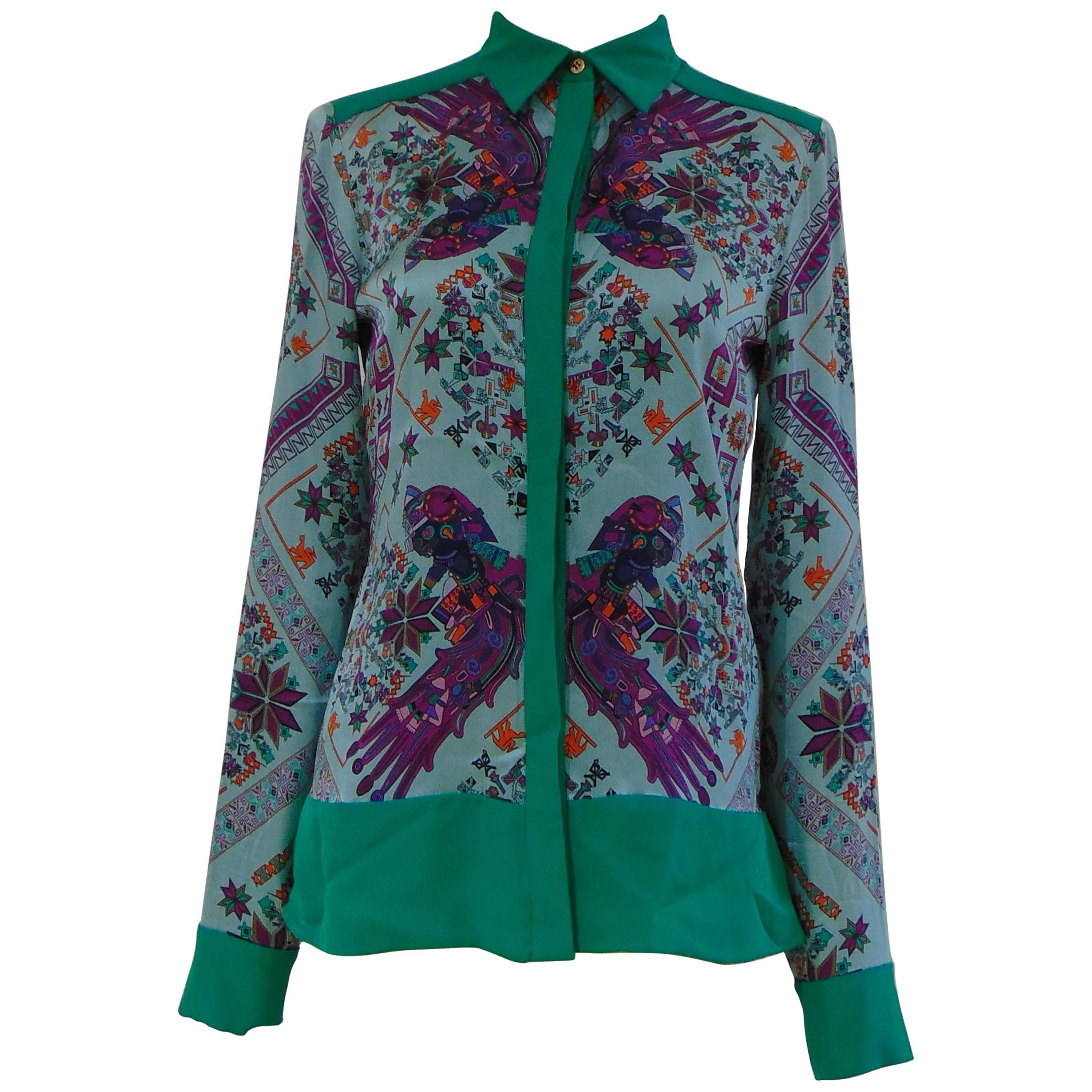 Versace Collection silk multicoloured shirt For Sale