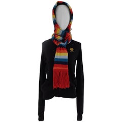 Love Moschino - Cardigan en laine noire multicolore avec écharpe