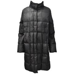 Jil Sander Dark Grey Tech Puffer Quilted Coat with Concealed Hood