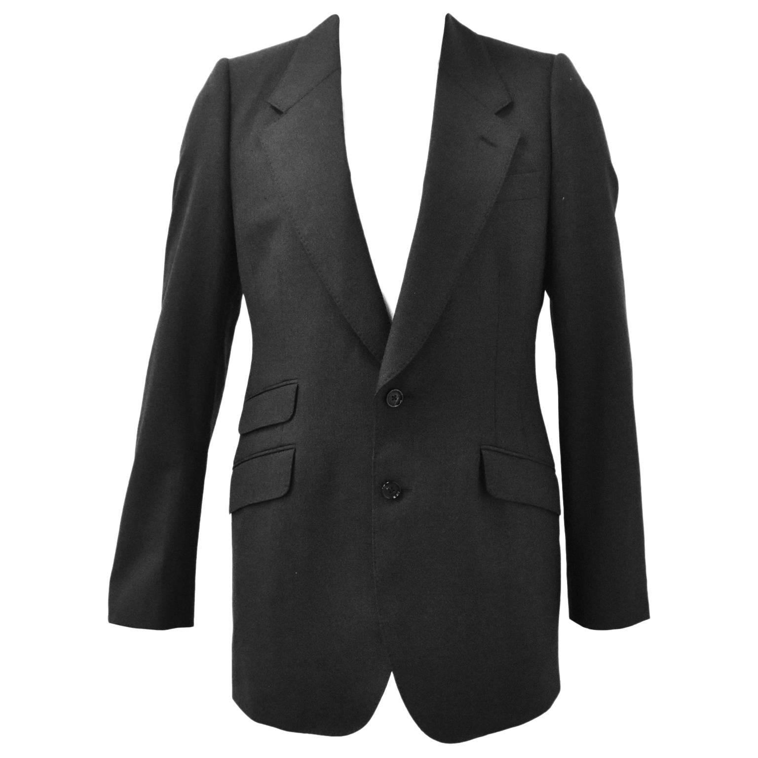 Alexander McQueen Dark Grey Tailored Wool Jacket For Sale