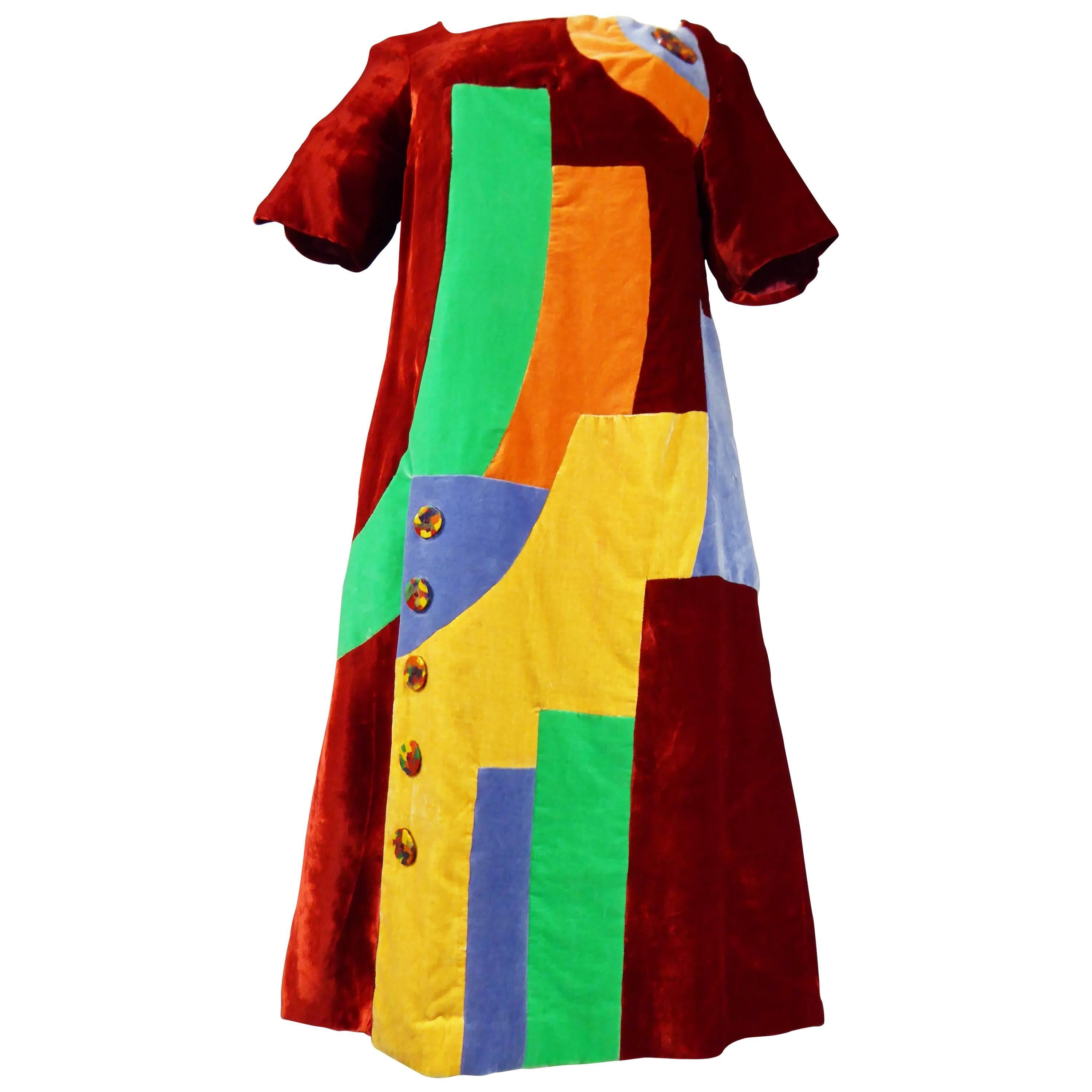 Velvet Dress For Cinema Sonia Delaunay Style
