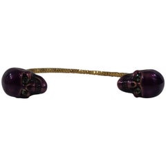 Alexander McQueen gold tone purple skull bracelet