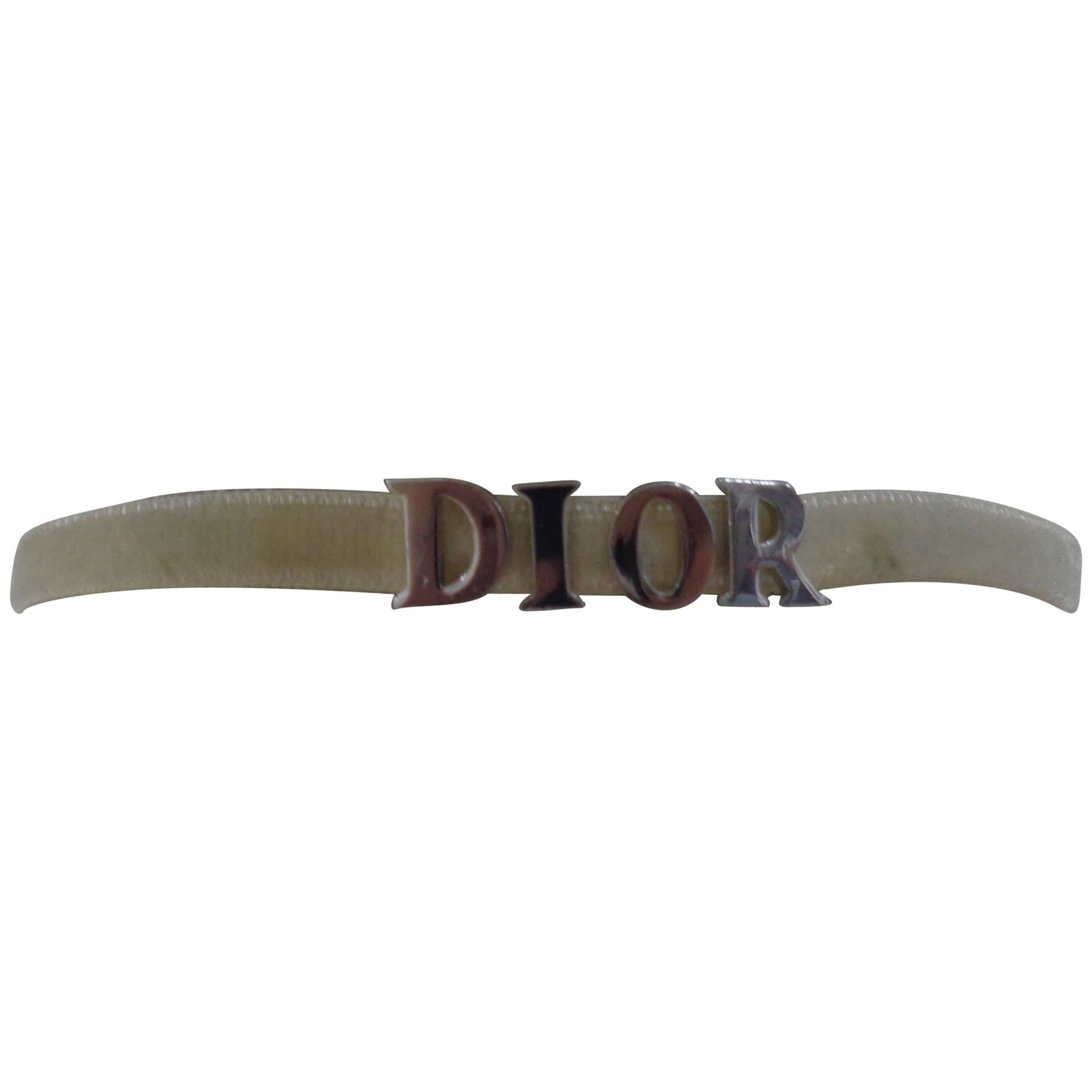 Dior white velvet silver tone chocker