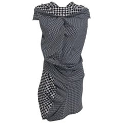 Comme des Garcons Junya Watanabe black and white check drape and pucker dress