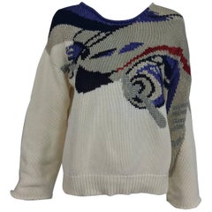 Vintage Krizia airplane knit sweater 1980s