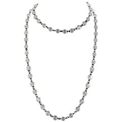 Retro Frosted Rock Crystal Jet Beads Runway Necklace