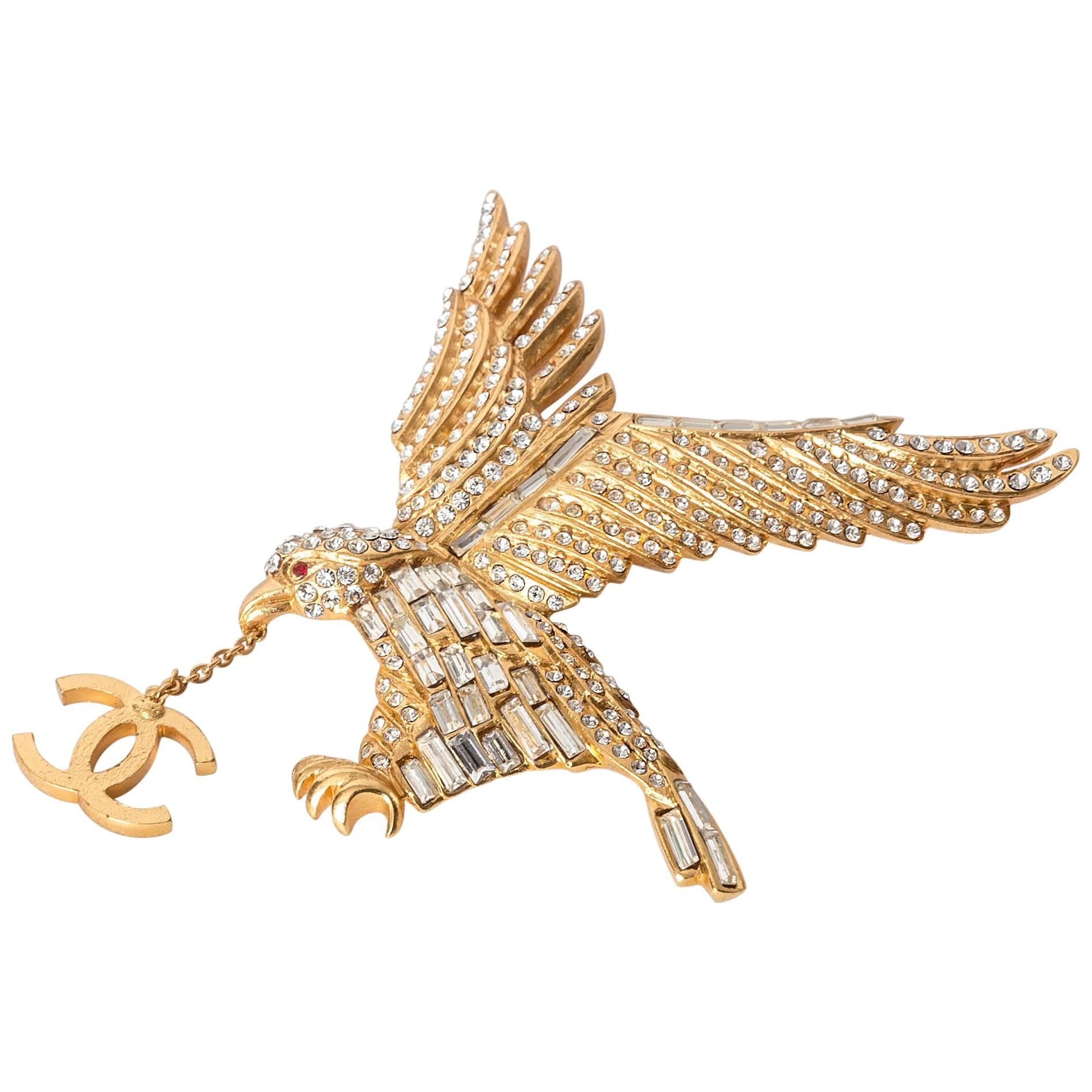 Chanel Vintage Gold Plated Eagle Brooch