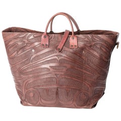 Ralph Lauren Tooled Leather Tote with Detachable Shoulder Strap