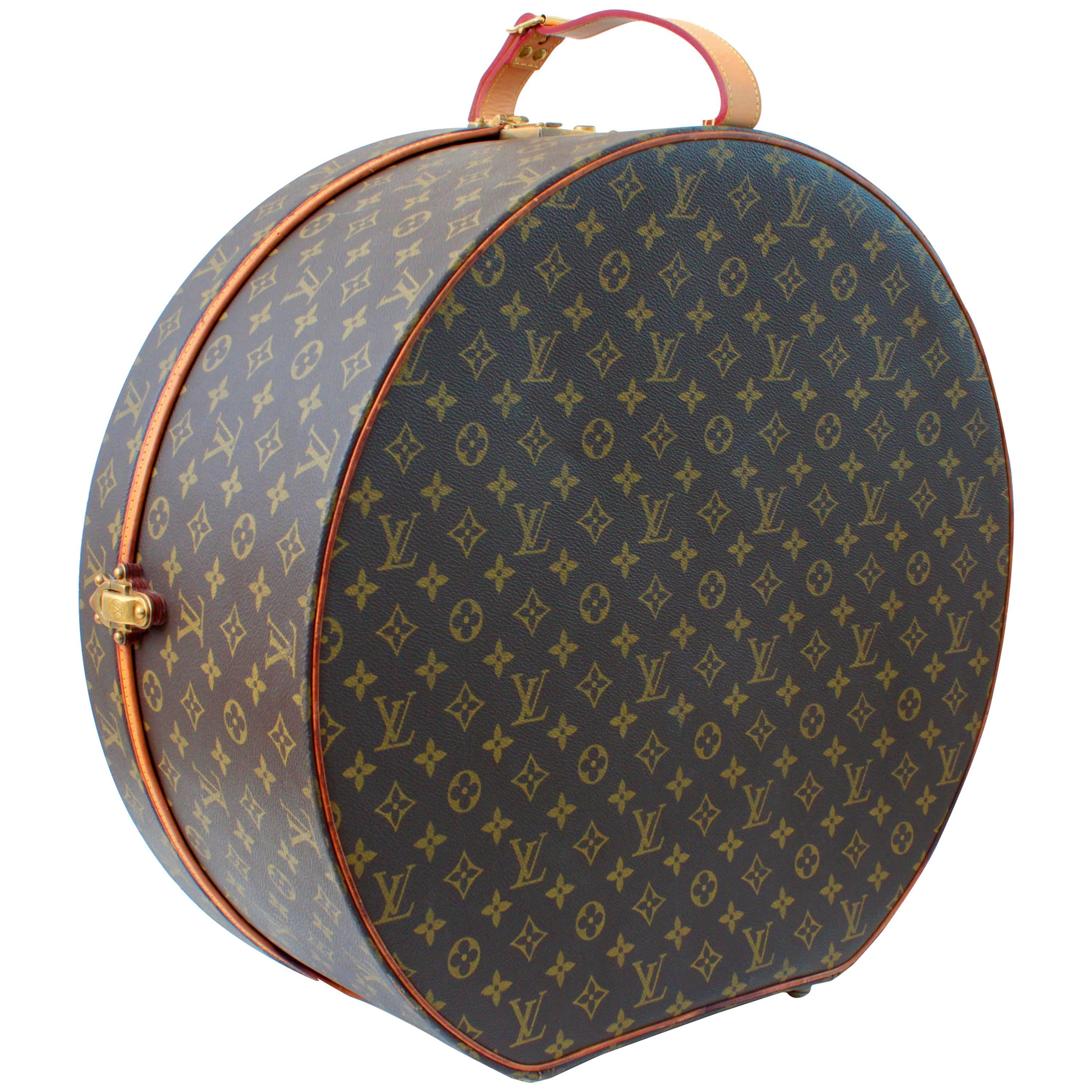Louis Vuitton Boite Chapeaux Hat Box 50cm XL Round Monogram Travel Bag 1970s 