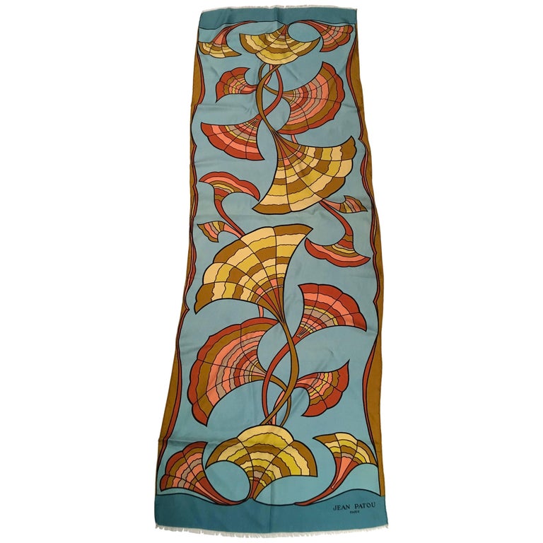 Jean Patou Scarf - Silk - Extremely Rare - Late 1960s For Sale at 1stdibs