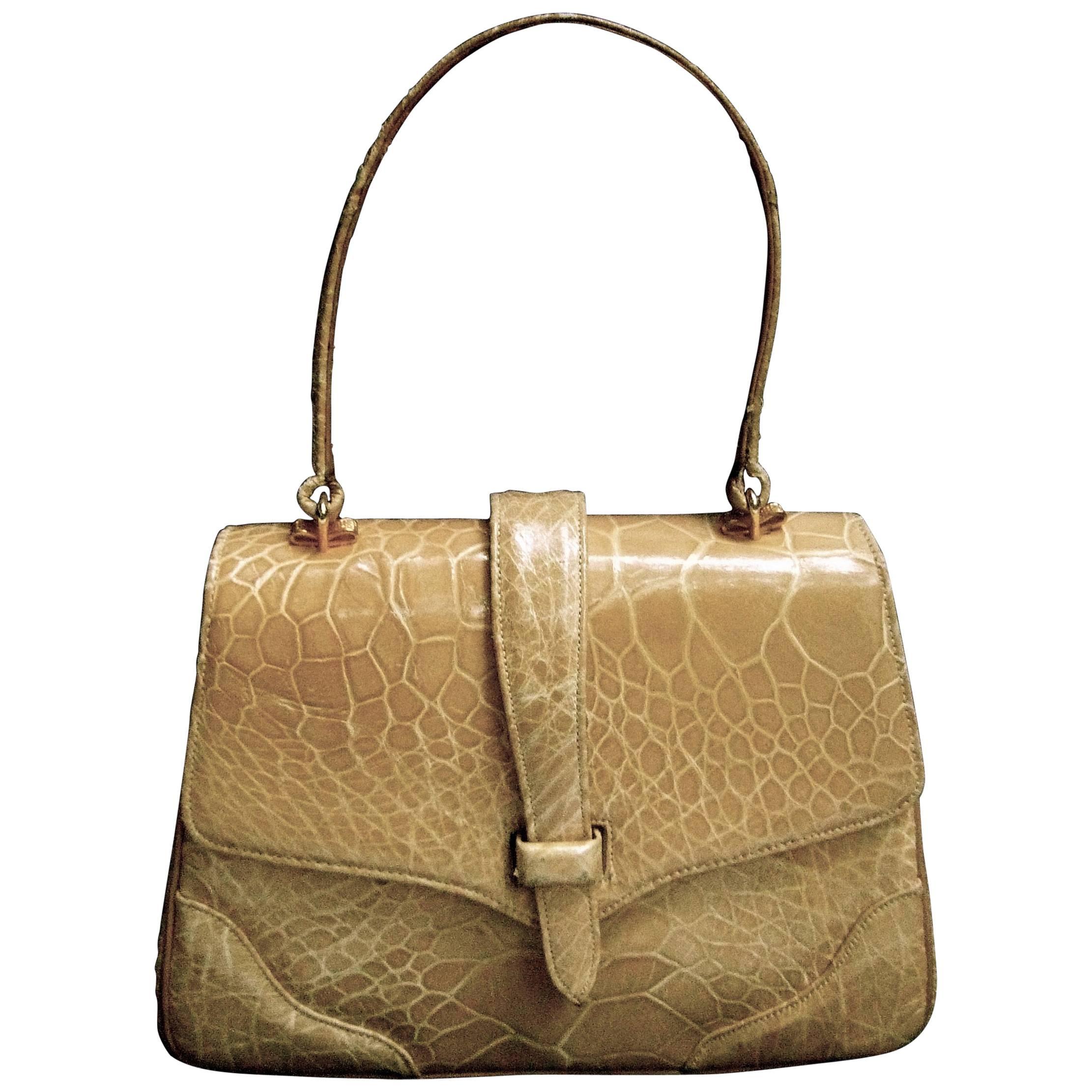Lucille de Paris Stylish Reptile Handbag c 1960
