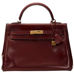 HERMÈS Vintage Kelly Sellier 32 Box Calfskin Iconic 1970s Rouge H - Chelsea  Vintage Couture