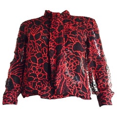 Vintage Chanel black and red silk blouse