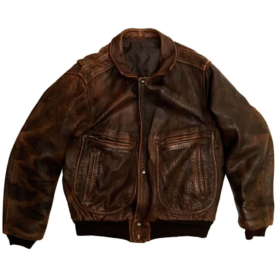 Men's Vintage Leather Indiana Jones Bomber Jacket, 1980s For Sale at ...
