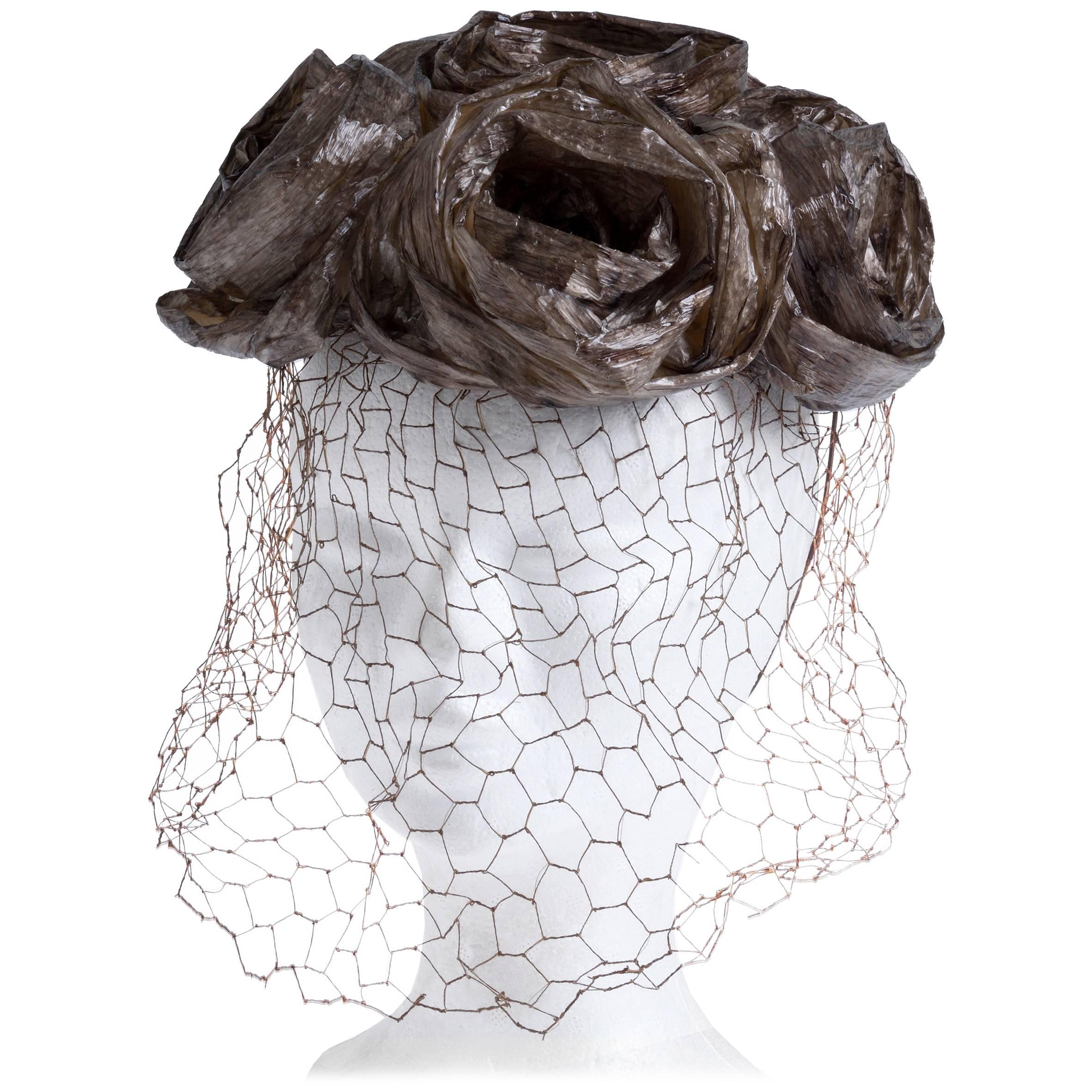 1960s CHRISTIAN DIOR Straw Fascinator Hat For Sale