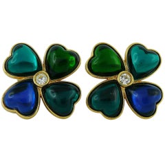 Yves Saint Laurent YSL Vintage Clover Clip-On Earrings