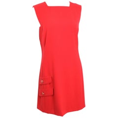 Gianni Versace Red Medusa Wool Sleeveless Dress 