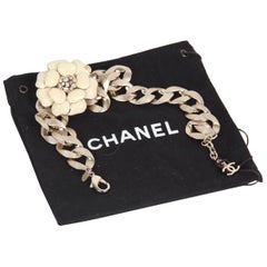 Chanel Gold metal Chunky Chain Camelia Necklace Choker