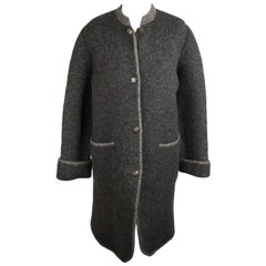 Hermes Paris Vintage Gray Pure New Wool Coat Taille M