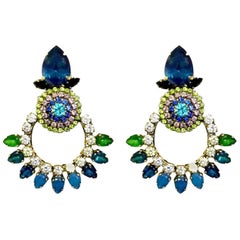 Blue and Green Statement Crystal Earrings by the Earring Expert, VICKISARGE