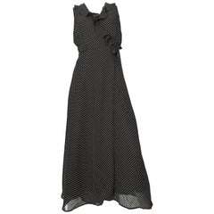 Giorgio Sant' Angelo 1990sNavy Polka Dot Wrap Sleeveless Dress Size 6.