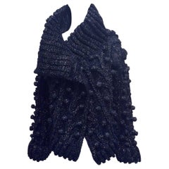 Christian Dior Haute Couture Navy Synthetic Cardigan with Braided Detail