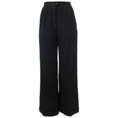 Chanel Black Silk Cropped Cuffed Wide Leg Pants at 1stDibs | chanel ...