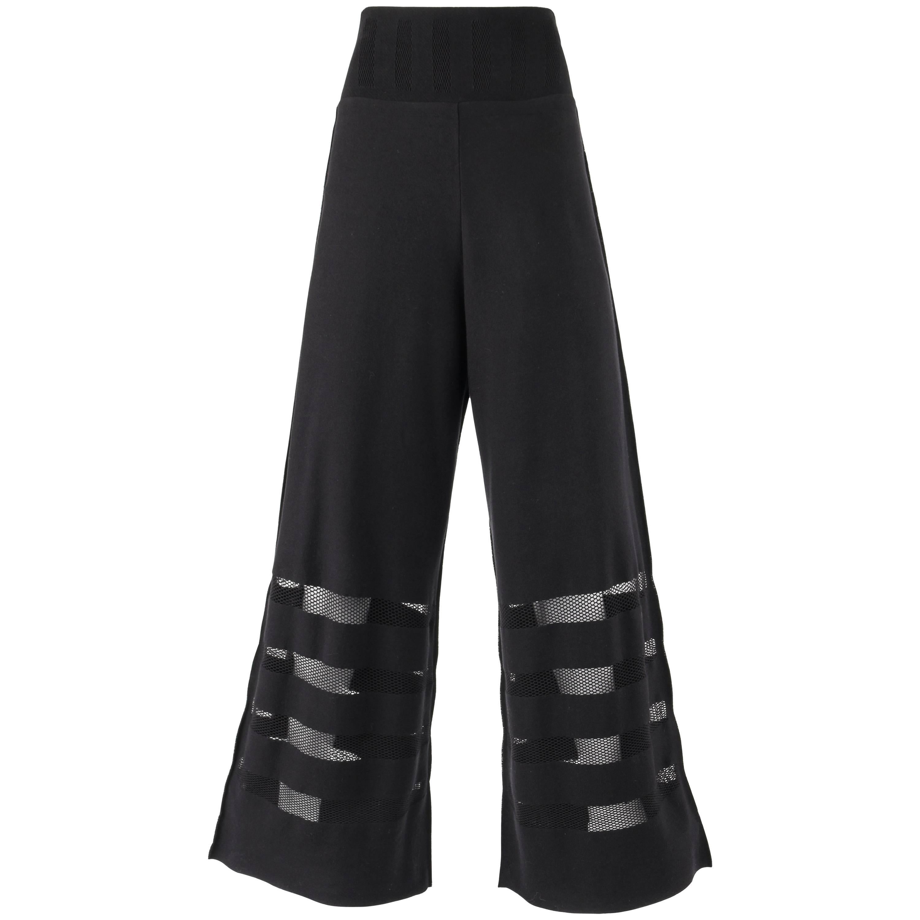 ISSEY MIYAKE A-Poc Inside DAI FUJIWARA Black Knit Mesh Detail Wide Leg Pants