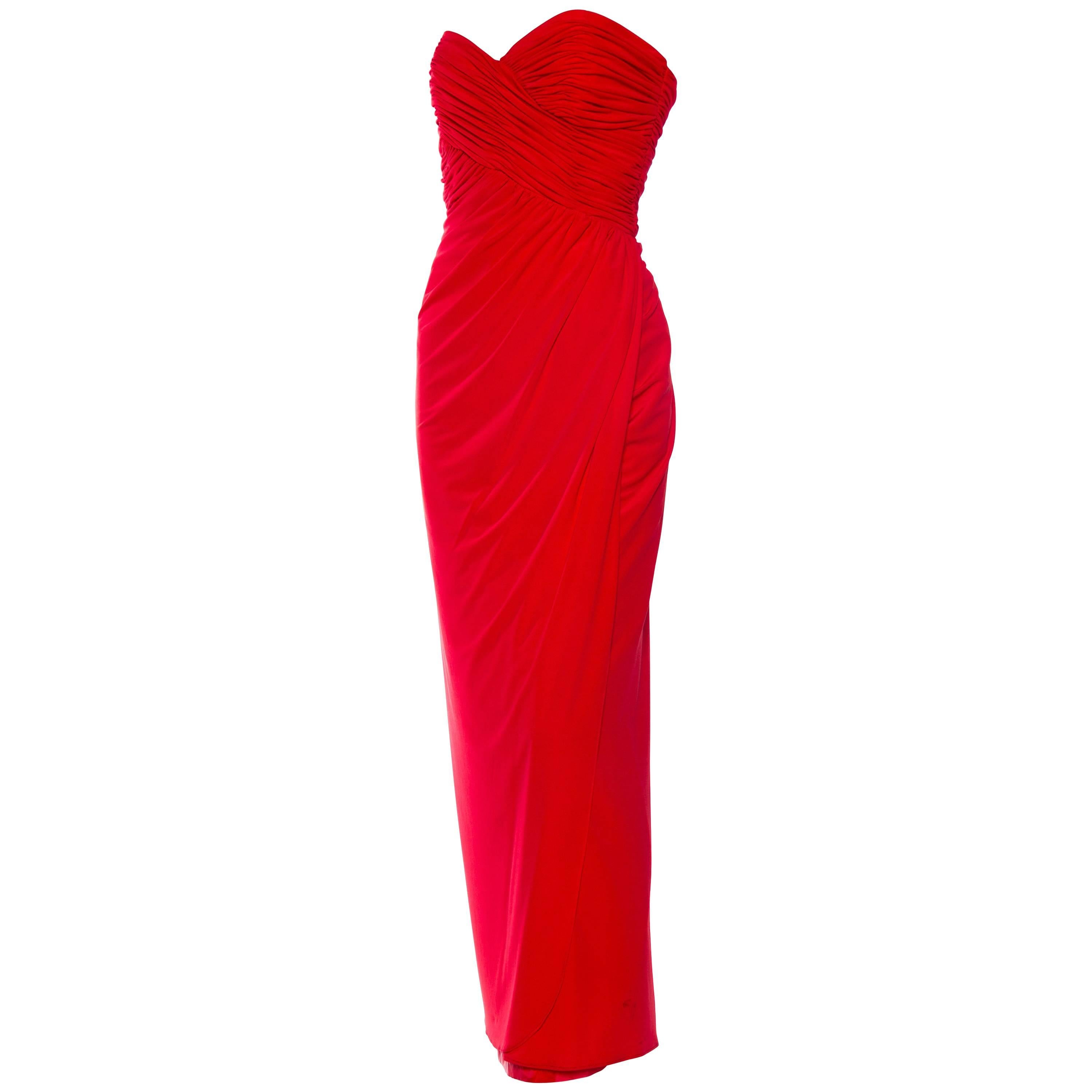 Fred Hayman Beverly Hills Strapless Red Gown at 1stDibs | red gown for sale