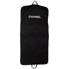 Chanel Black Canvas Garment Bag and Velvet Coat Hanger Set at 1stDibs