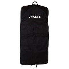 Chanel Black Canvas Garment Bag & Velvet Coat Hanger Set