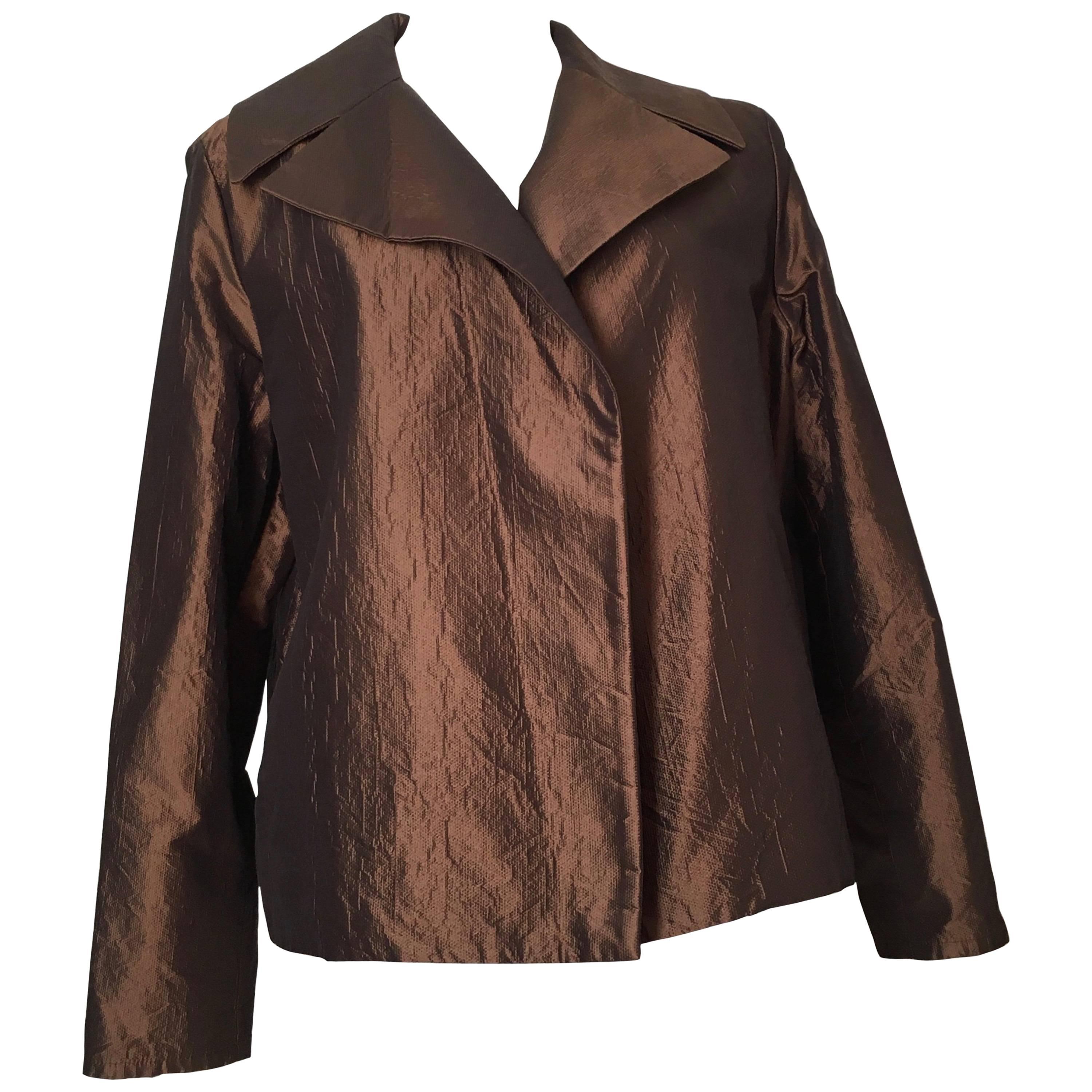 Dusan Bronze Silk Cashmere Evening Jacket Size XL.  For Sale