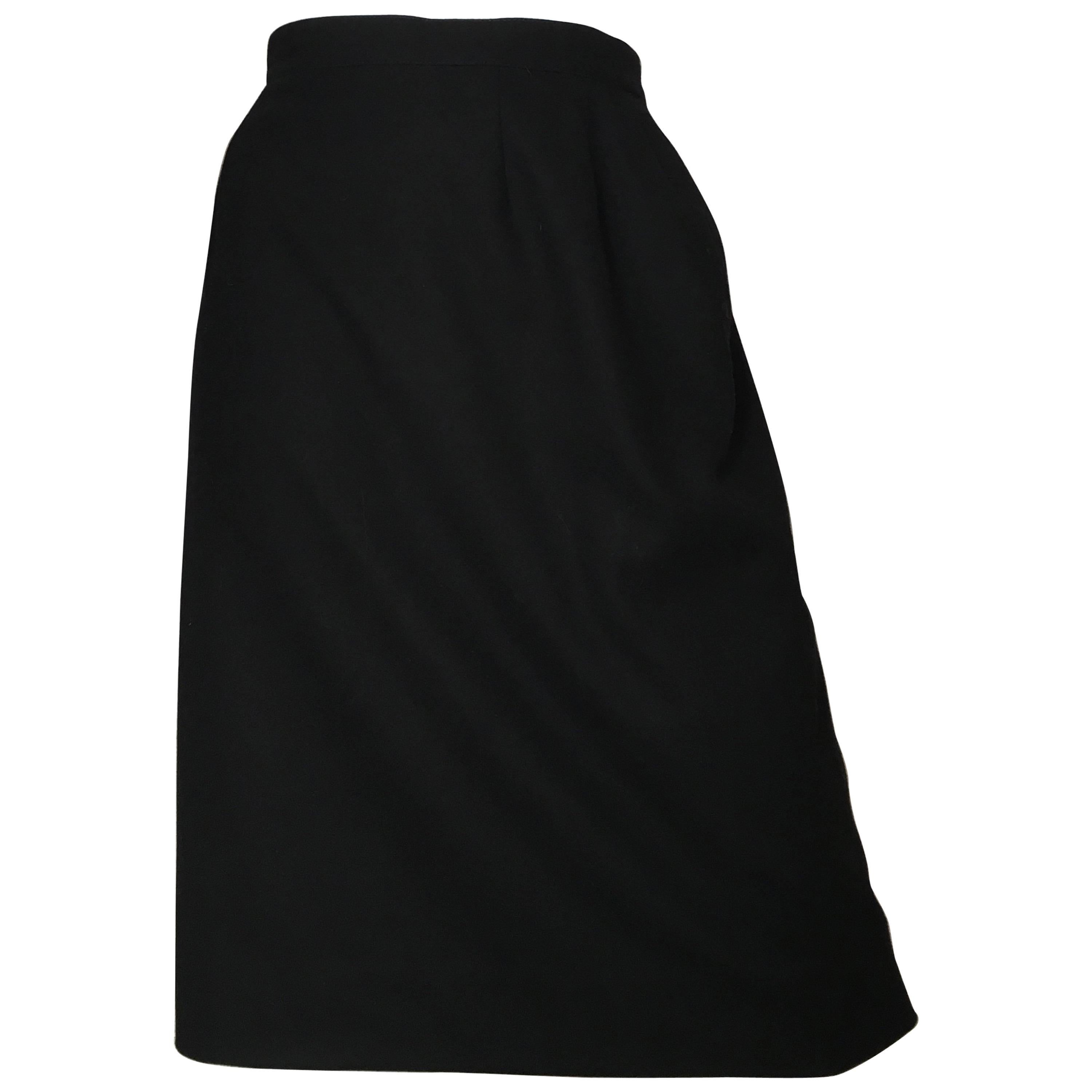 Karl Lagerfeld for Neiman Marcus 1980s Black Wool Cashmere Pencil Skirt Size 6. For Sale